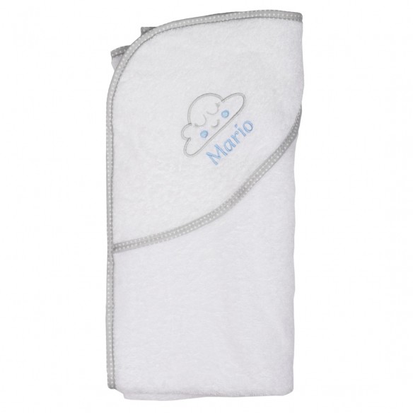 Capa de Baño Nube Colorete Bordada - Azul 02