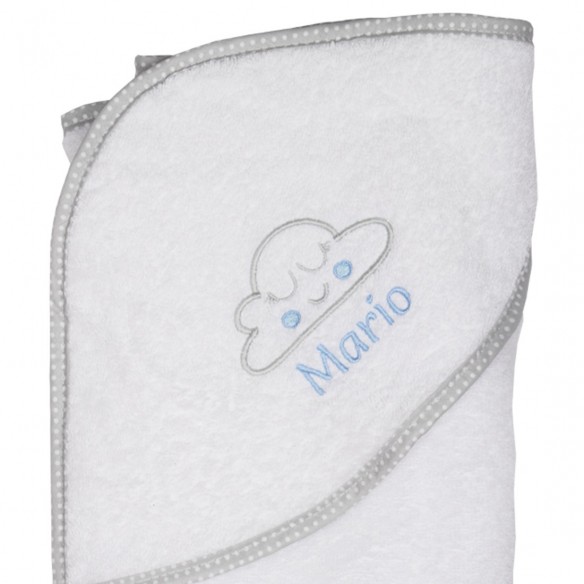 Capa de Baño Nube Colorete Bordada - Azul 01