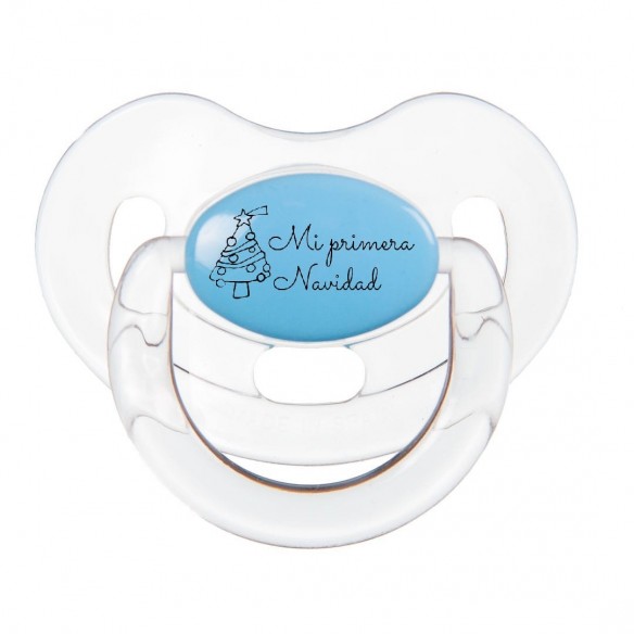 Chupete Mi primera Navidad Azul/Transparente