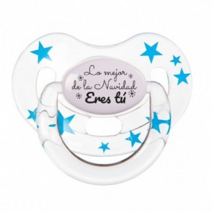 Chupete Lo mejor de la Navidad Eres tú Turquesa/Transparente con Estrellas