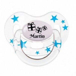 Chupete Regalos Fucsia/Transparente con Estrellas 2