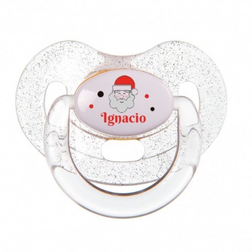 Chupete Santa Claus Blanco con Purpurina