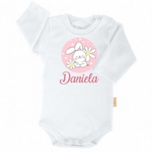 Body Conejo Rosa con Nombre Personalizado - Manga Larga