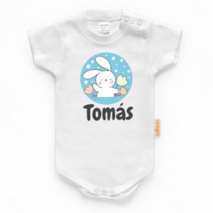 Body Conejo Azul con Nombre Personalizado - Manga Corta