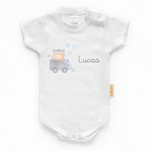 Body Carrito Azul con Nombre Personalizado - Manga Larga 2