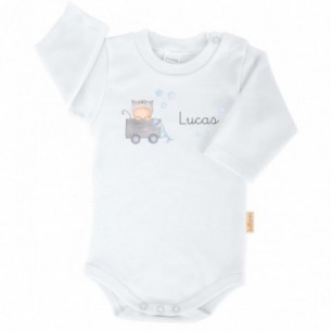 Body Carrito Azul con Nombre Personalizado - Manga Larga