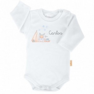 Body Teepee Azul con Nombre Personalizado - Manga Larga