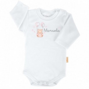 Body Globo Rosa con Nombre Personalizado - Manga Larga