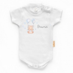 Body Globo Azul con Nombre Personalizado - Manga Corta