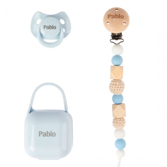 Pack COCO - Azul (Chupete + Cadena Silicona + Portachupete)