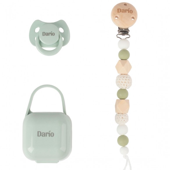Pack COCO - Verde (Chupete + Cadena Silicona + Portachupete)