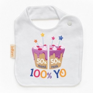 Babero 50% MAMÁ ? 50% PAPÁ ?? 100% YO