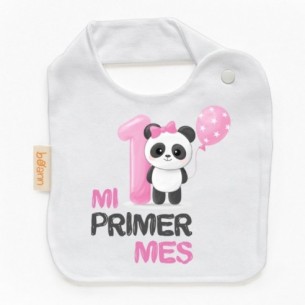 Babero MI PRIMER MES - Rosa