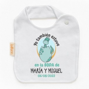 Babero yo también estuve en la BODA de con Nombres y Fecha