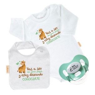 Pack día del Padre con la frase "Vas a ser un gran papá y estoy deseando CONOCERTE"