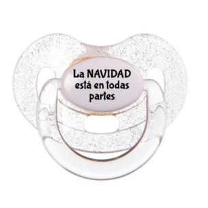 Chupete La NAVIDAD está en todas partes Blanco con Purpurina