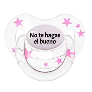 Chupete No te hagas el bueno Fucsia/Transparente con Estrellas