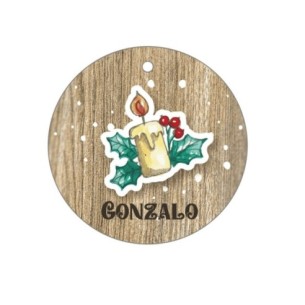 Bola de Navidad  Madera Marrón Personalizada - Vela Navideña