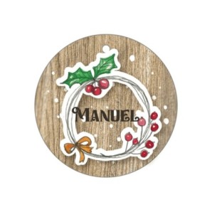 Bola de Navidad  Madera Marrón Personalizada - Guirnalda