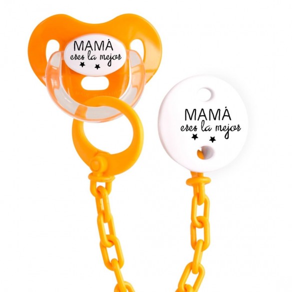 Pack chupete y cadena F107 Naranja
