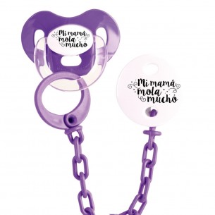 Pack chupete y cadena F119 Morado
