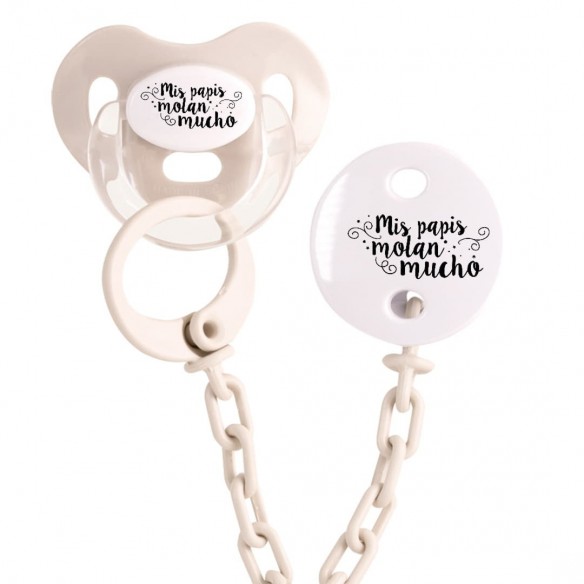 Pack chupete y cadena F121 Beige