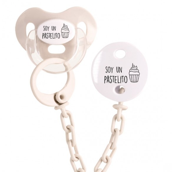 Pack chupete y cadena F138 Beige