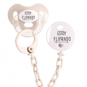 Pack chupete y cadena F160 Beige