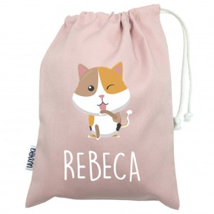 Talega mini con asas GATO rosa 02