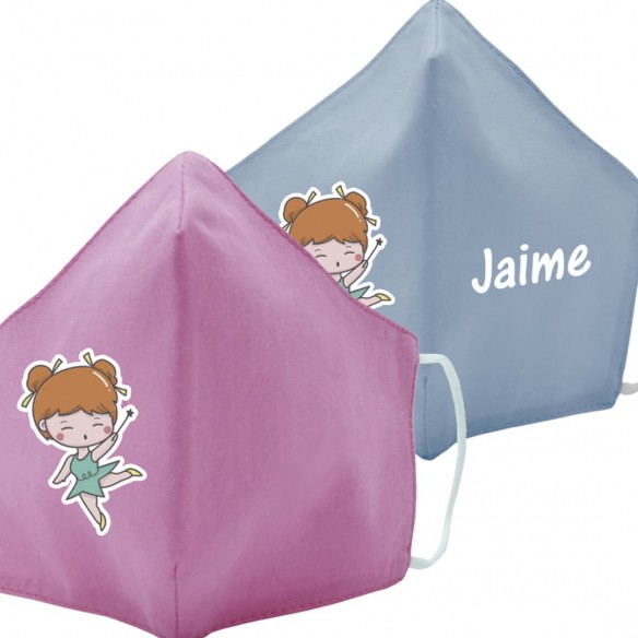 Mascarilla de tela HADA azul y rosa