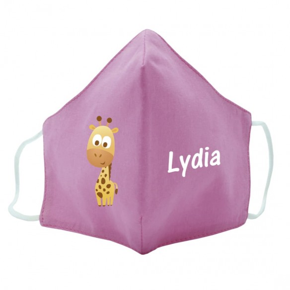 Mascarilla de tela JIRAFA rosa 02