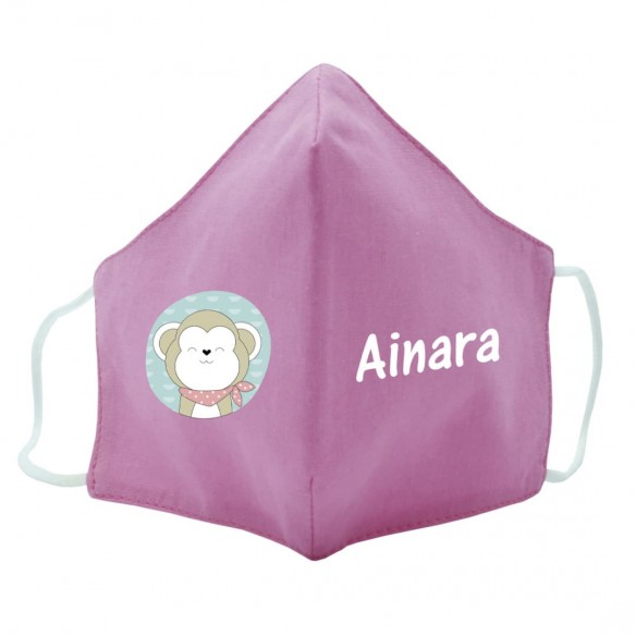 Mascarilla de tela MONO rosa 02