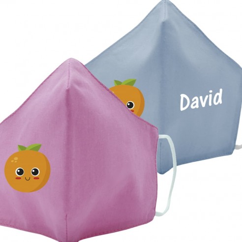 Mascarilla de tela NARANJA azul y rosa