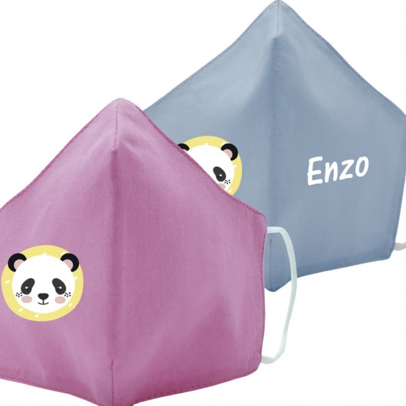 Mascarilla de tela PANDA azul y rosa