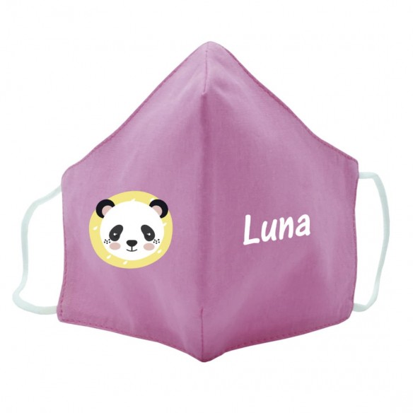 Mascarilla de tela PANDA rosa 02