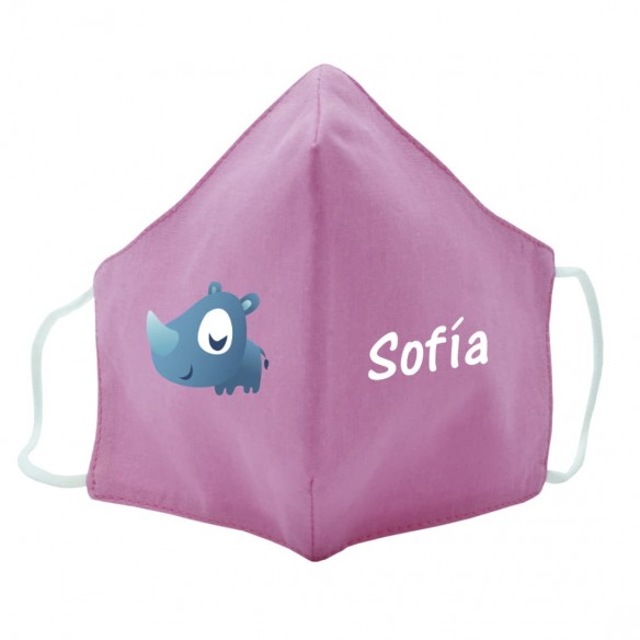 Mascarilla de tela RINO rosa 02