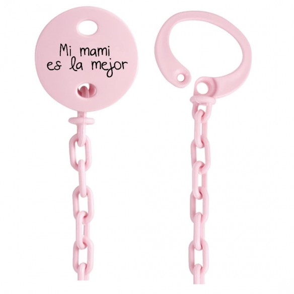 Cadena de chupete Frase F105  Rosa