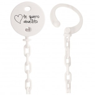 Cadena de chupete Frase F118  Blanco