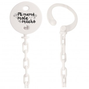 Cadena de chupete Frase F119  Blanco