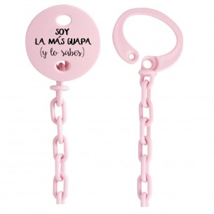 Cadena de chupete Frase F145  Rosa