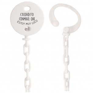 Cadena de chupete Frase F155  Blanco
